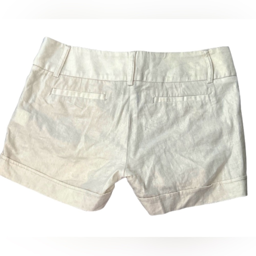 Willi Smith Cream & gold shimmer Shorts Tailored Linen pockets size 6 medium‎ - Picture 3 of 9